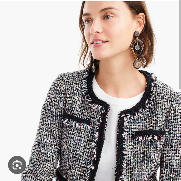 EUC J. Crew Lady Jacket in Multicolor Metallic Tweed with Braided Trim - Picture 2 of 10